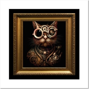 Steampunk Cat Self Portrait Posters and Art